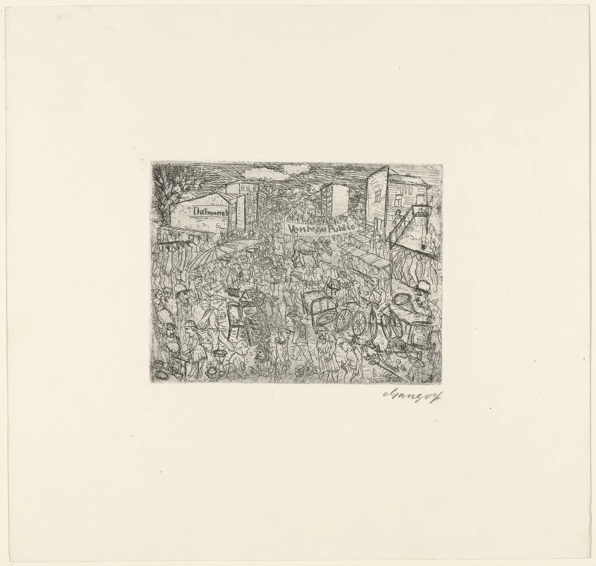 Flea Market (Marché aux Puces) by Paul Gangolf, print, 1926