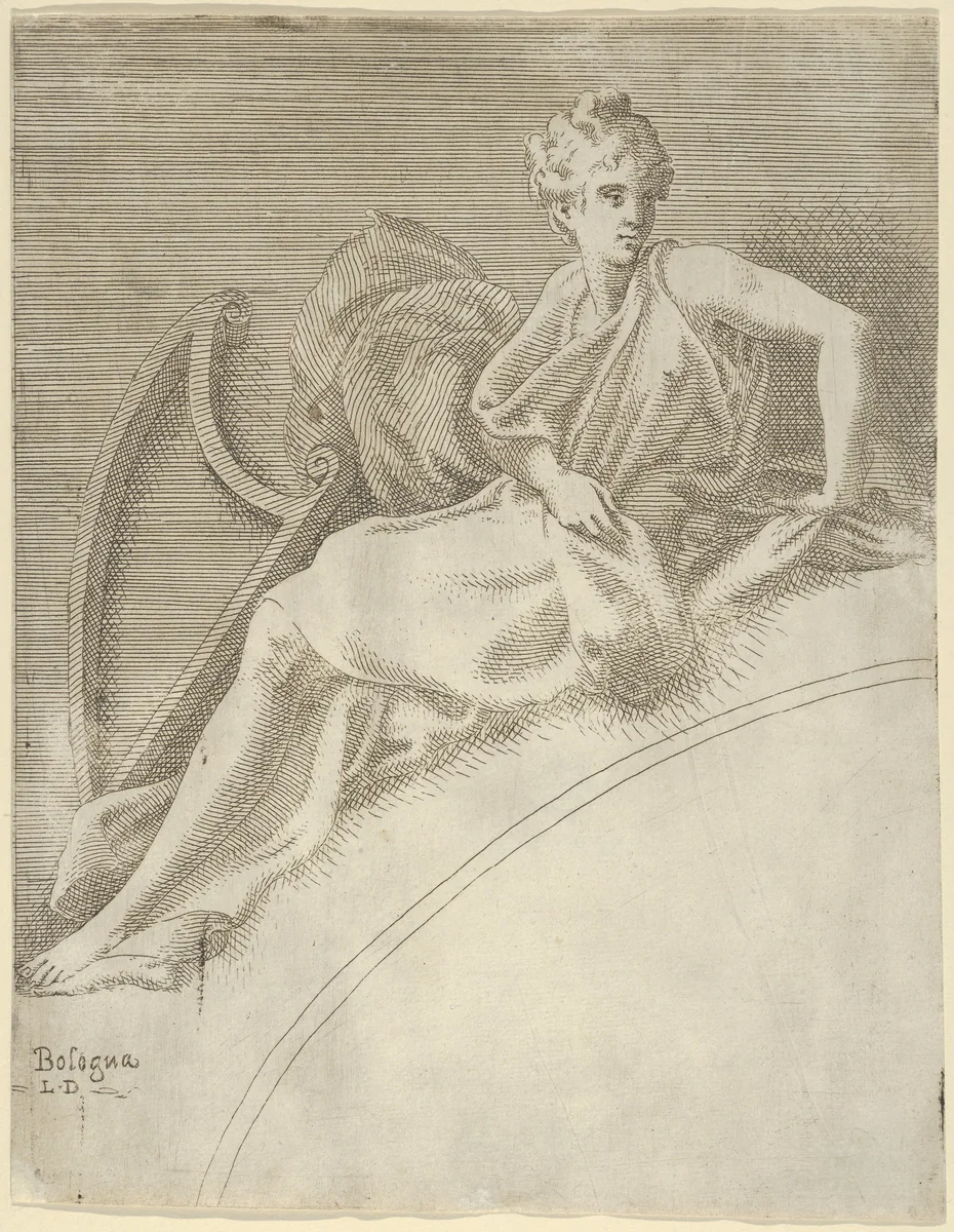 Terpsichore, from "Twelve Muses and Goddesses" by Léon Davent, print, 1537-1550