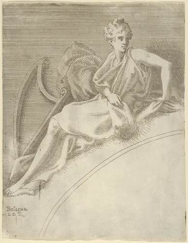 Terpsichore, from "Twelve Muses and Goddesses" by Léon Davent, print, 1537-1550