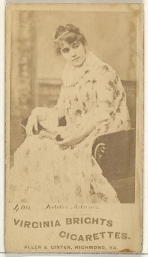 Card 400, Addie Adams, from the Actors and Actresses series (N45, Type 1) for Virginia Brights Cigarettes by Allen & Ginter, photograph, 1885-1891