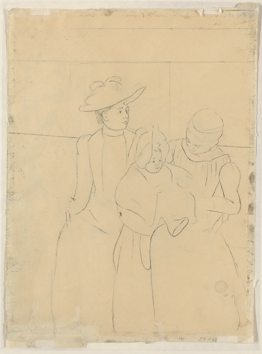 In the Omnibus [verso] by Mary Cassatt, drawing, 1891