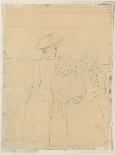 In the Omnibus [verso] by Mary Cassatt, drawing, 1891