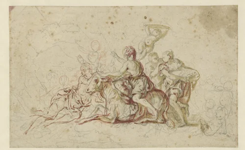 Europa ontvoerd door Jupiter in de gedaante van een stier by Jean Honoré Fragonard, drawing, 1742-1806
