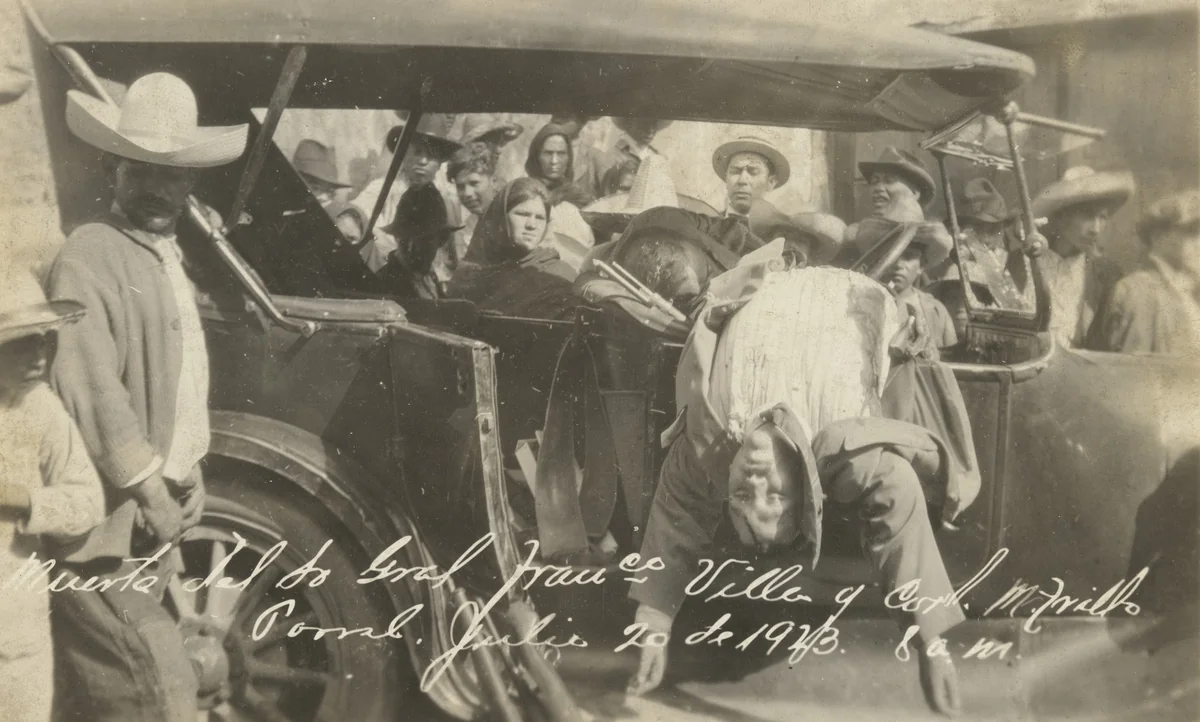 Death of General Francisco Villa and Coronel M. Trillo, Porral, 8am, 20 July 1923, The Assassination of Pancho Villa by Unidentified Photographer, photograph, 1923