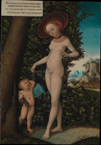 Venus with Cupid the Honey Thief by Lucas Cranach, painting, 1575-1625