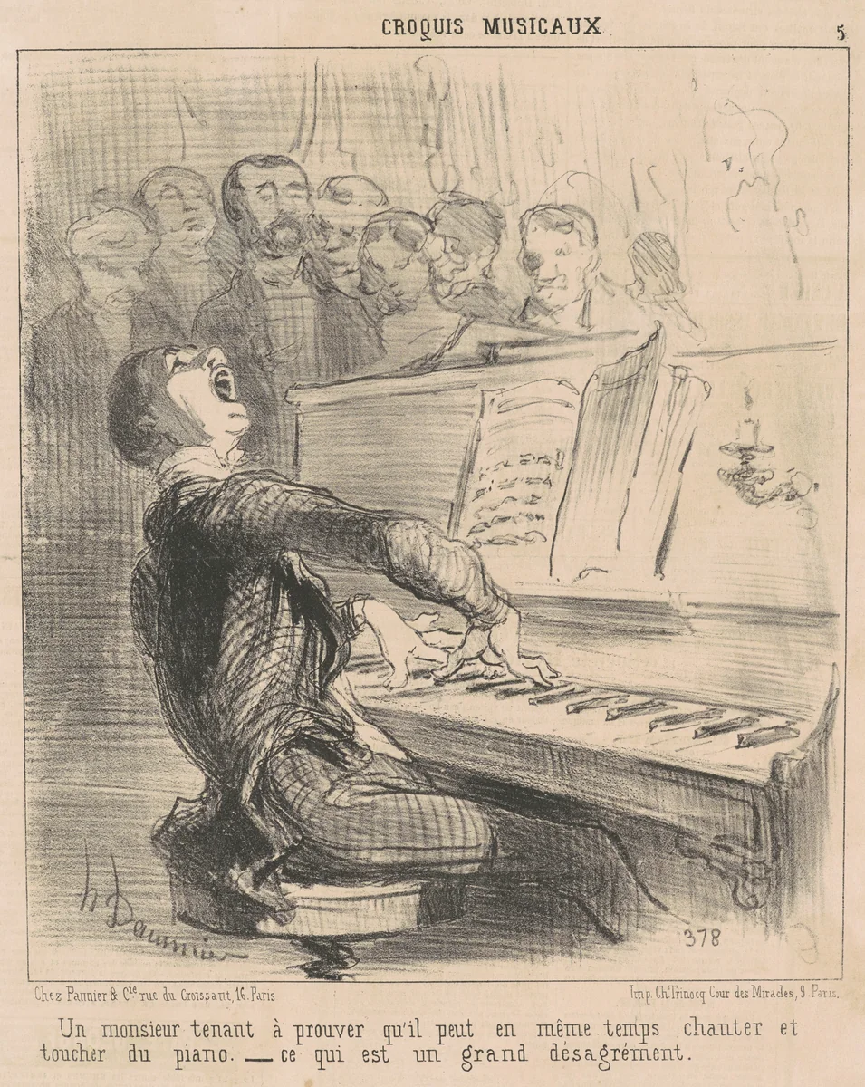 Un monsieur tenant a prouver qu'il peut ... by Honoré Daumier, print, 1852