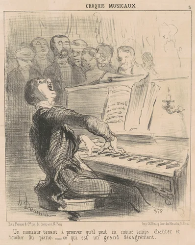 Un monsieur tenant a prouver qu'il peut ... by Honoré Daumier, print, 1852