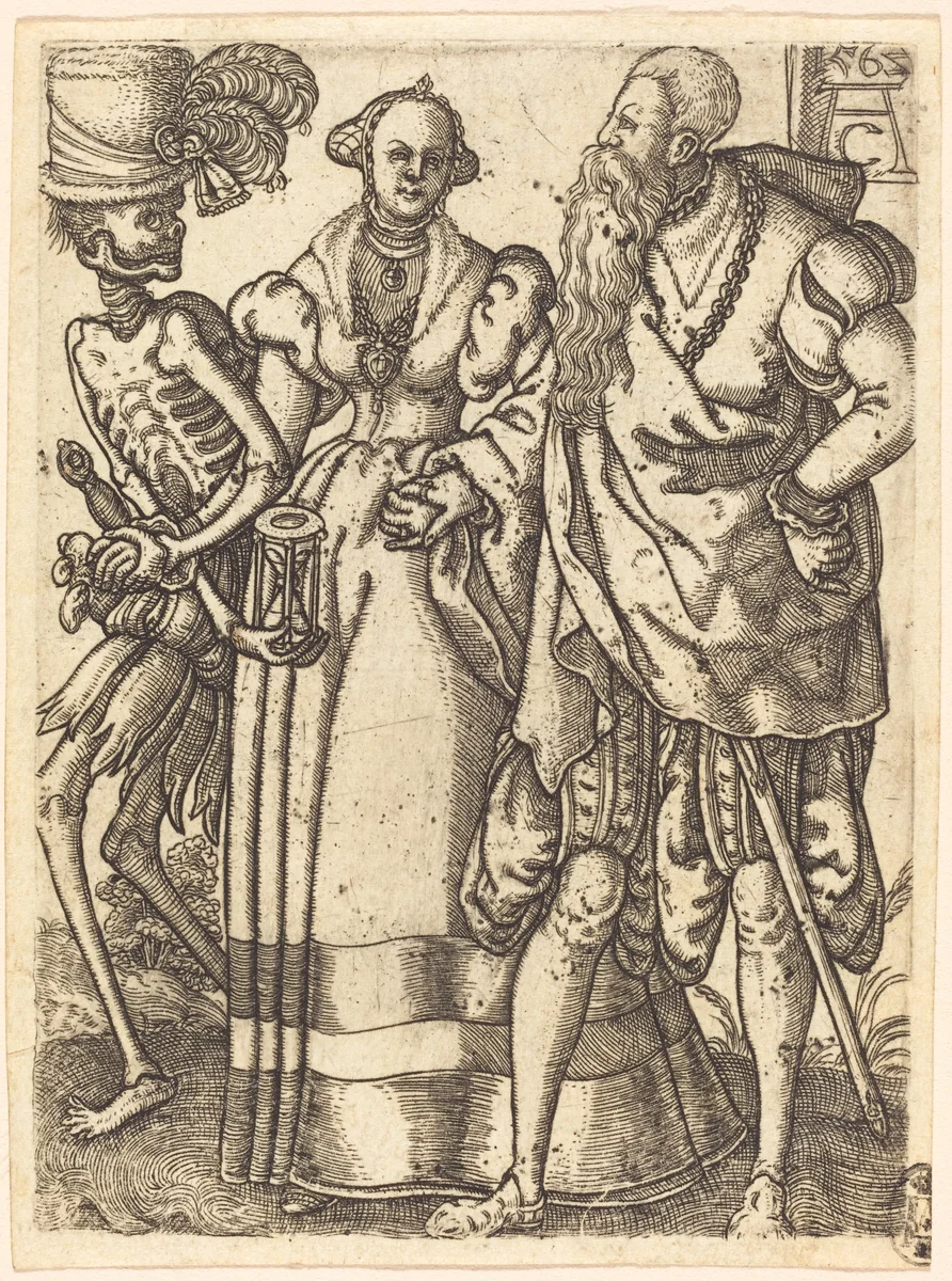 Dance of Death VI by Allaert Claesz, print, 1562