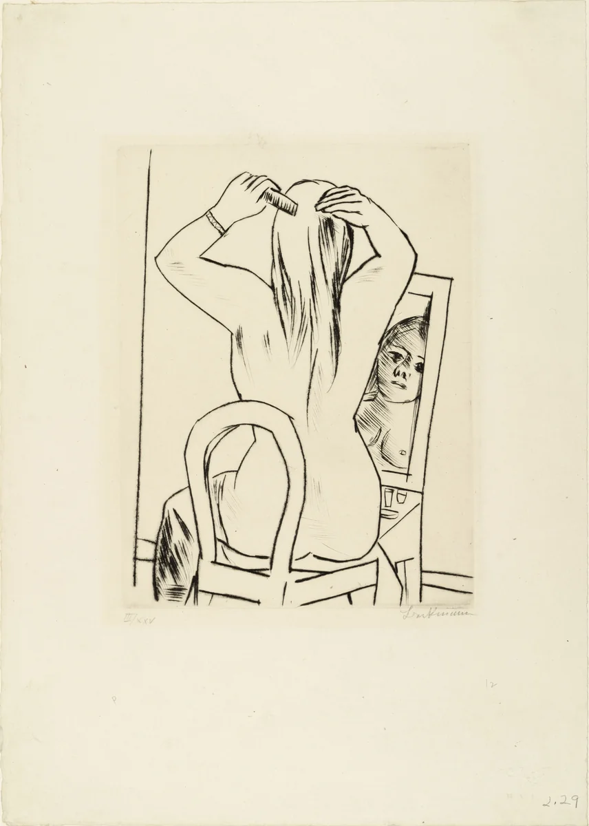 Before the Mirror (Vor dem Spiegel) by Max Beckmann, print, 1923