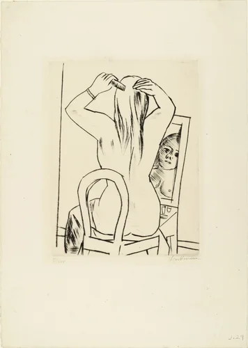 Before the Mirror (Vor dem Spiegel) by Max Beckmann, print, 1923