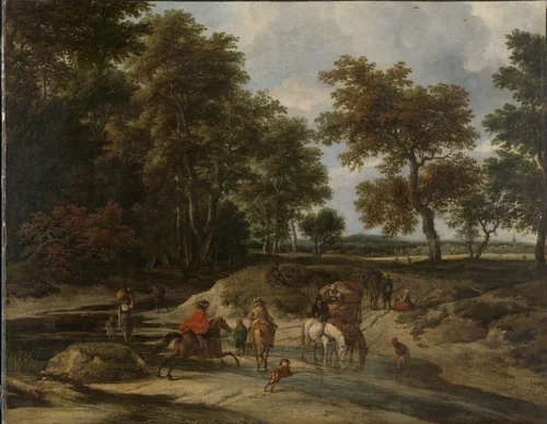 The ford by Jacob Isaacksz van Ruisdael, painting, 1650-1682