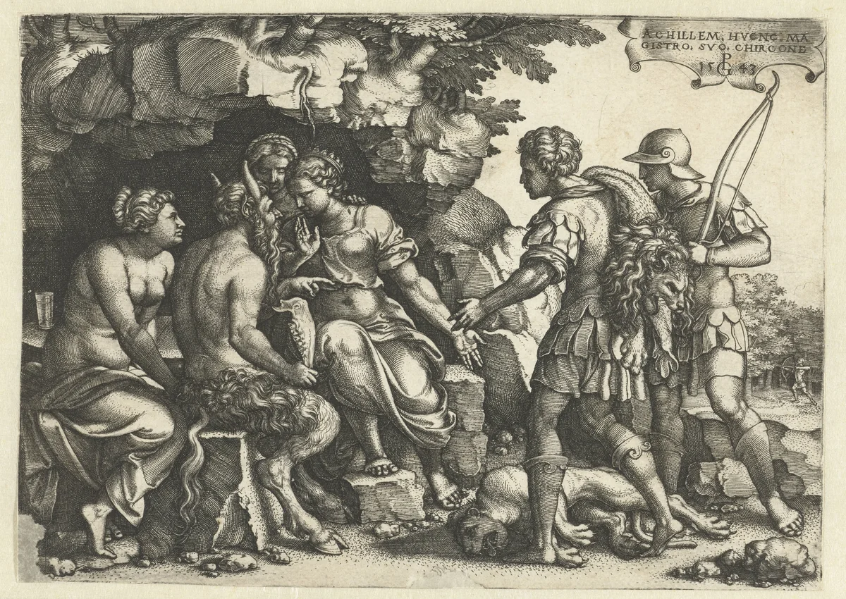 Thetis en Chiron in gesprek by Unknown, print, 1543