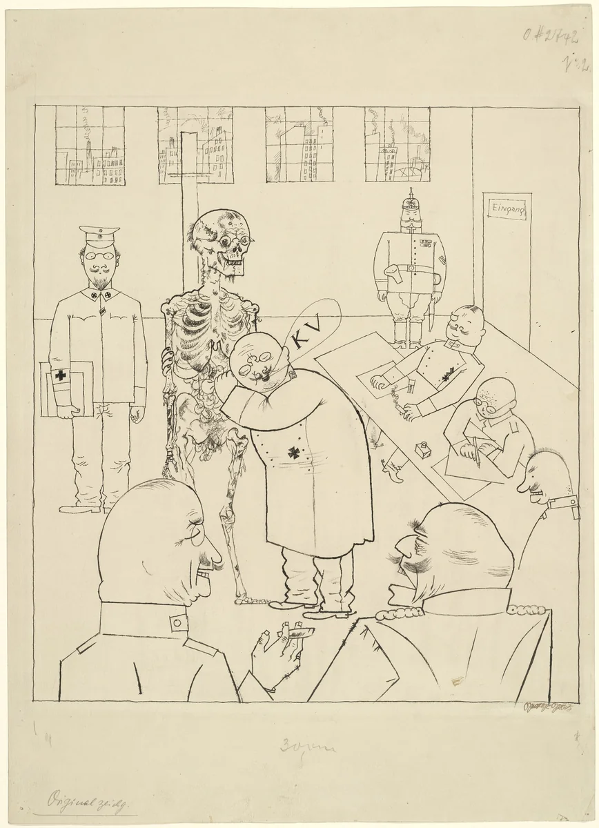 Fit for Active Service (Kriegsverwendungsfähig) by George Grosz, drawing, 1918