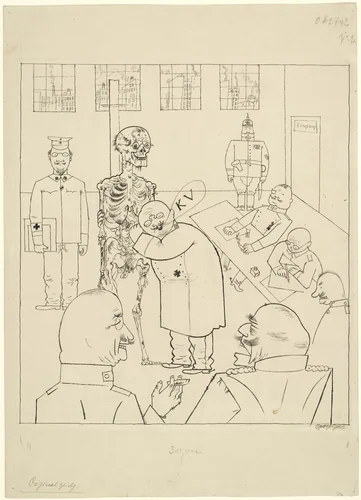 Fit for Active Service (Kriegsverwendungsfähig) by George Grosz, drawing, 1918