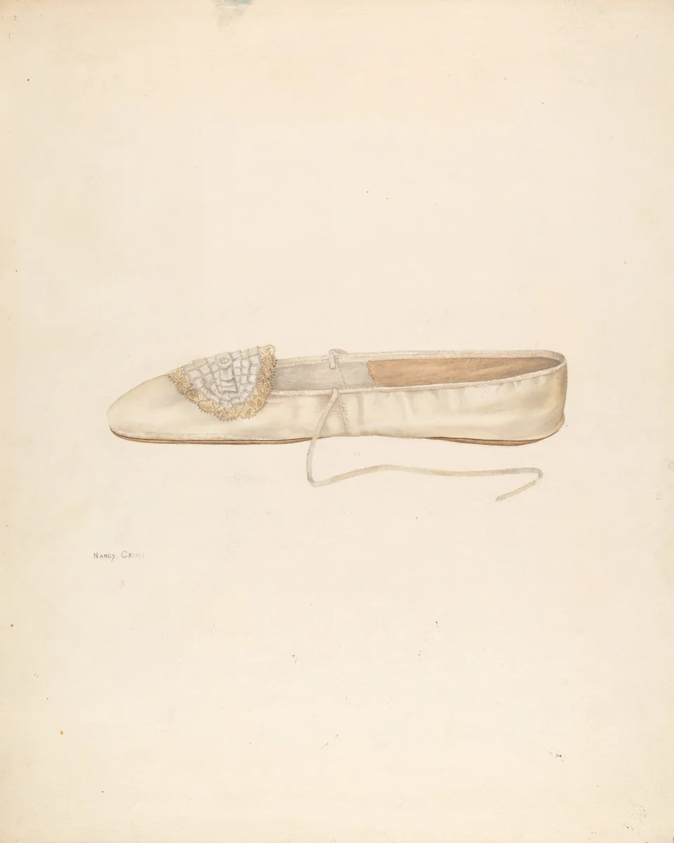 Slipper by Nancy Crimi, index of american design, 1939