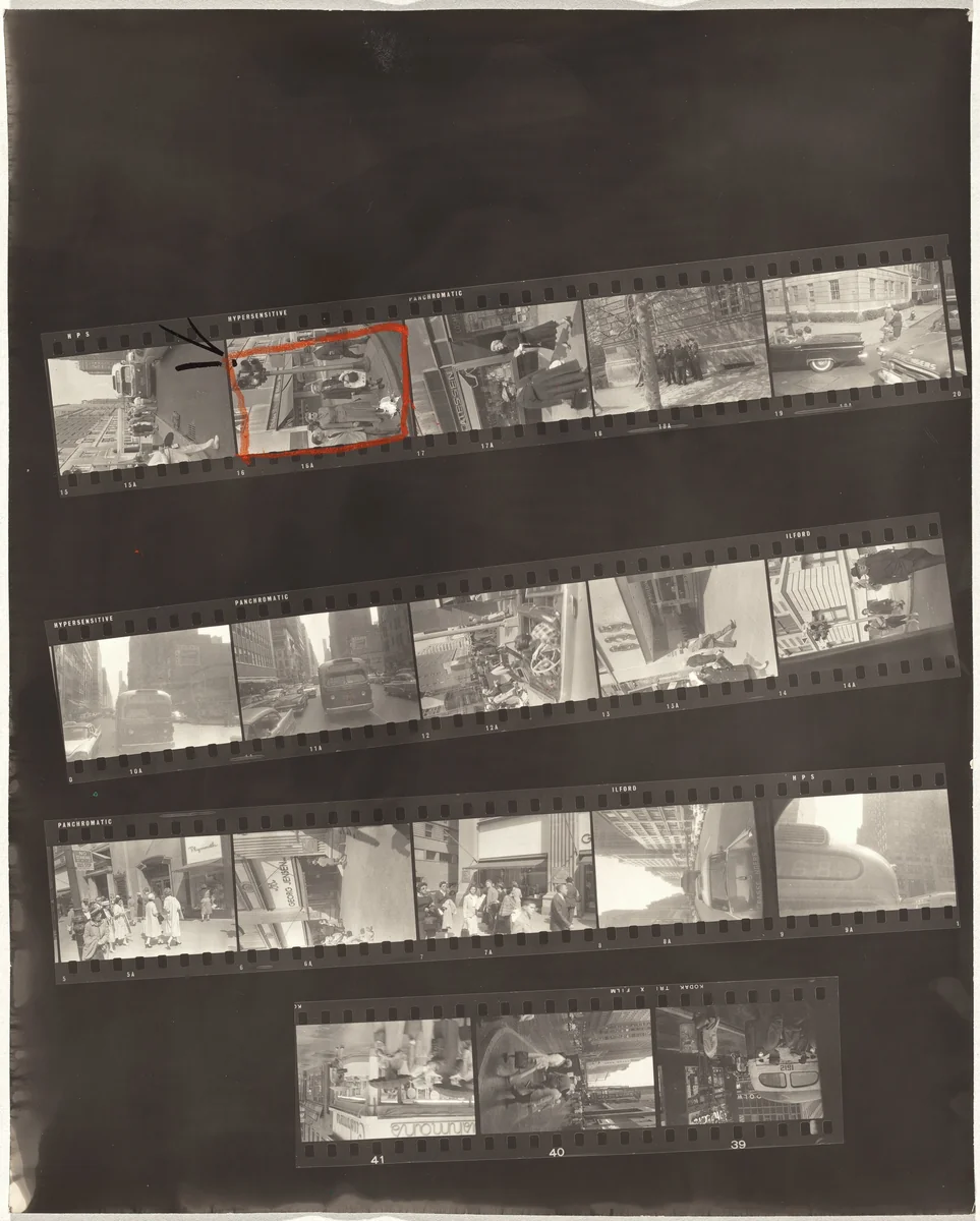 From the bus 52/Lines of My Hand 79 by Robert Frank, photograph, 1958