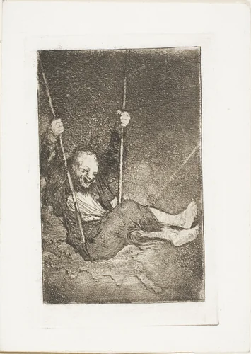 Old man on a swing by Francisco José de Goya, print, 1825-1827
