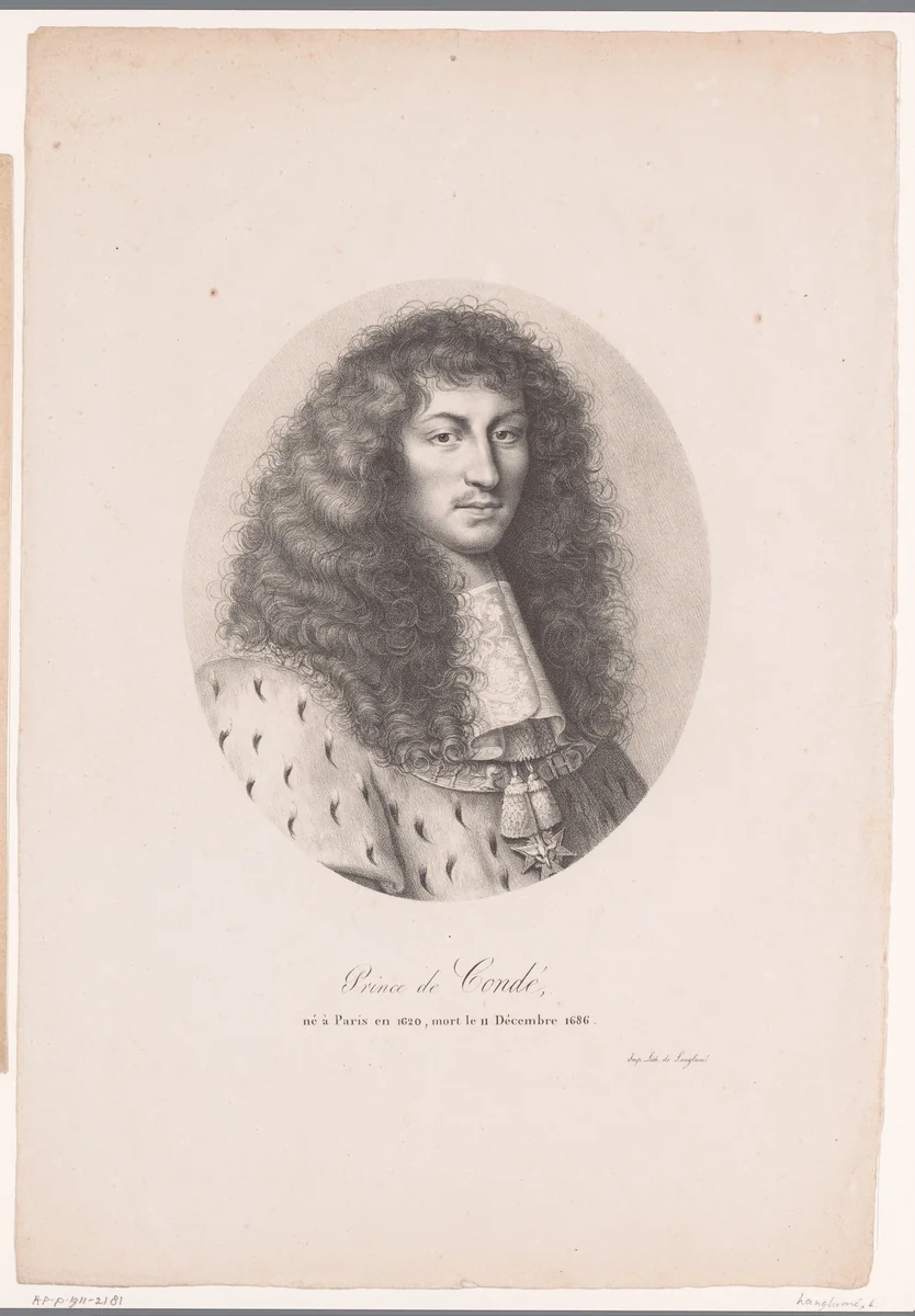 Portret van Lodewijk II van Bourbon-Condé by anonymous, print, 1820-1830