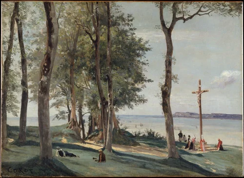 Honfleur: Calvary by Camille Corot, painting, 1825-1835