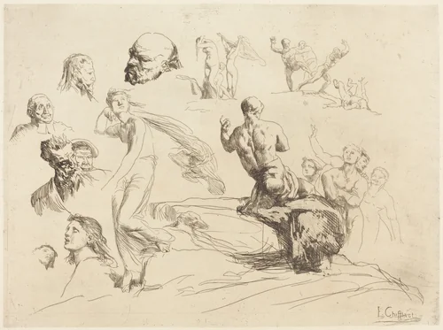 Sketch Sheet by François-Nicolas Chifflart, portfolio, 1825-1901