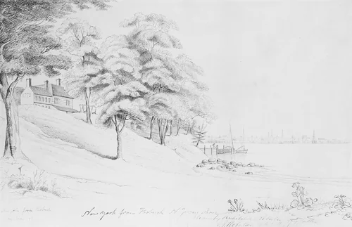 New York from Hobuck by Alexander Robertson, artwork, 1796