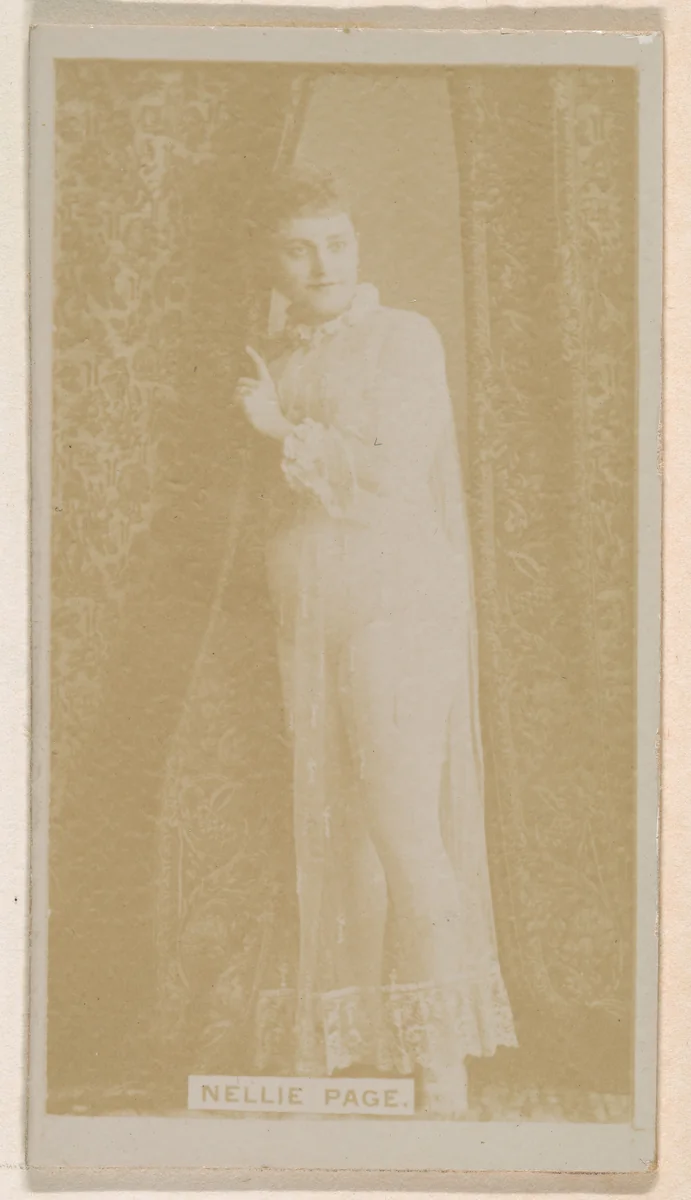 Nellie Page, from the Actresses series (N245) issued by Kinney Brothers to promote Sweet Caporal Cigarettes by Kinney Brothers Tobacco Company, photograph, 1890