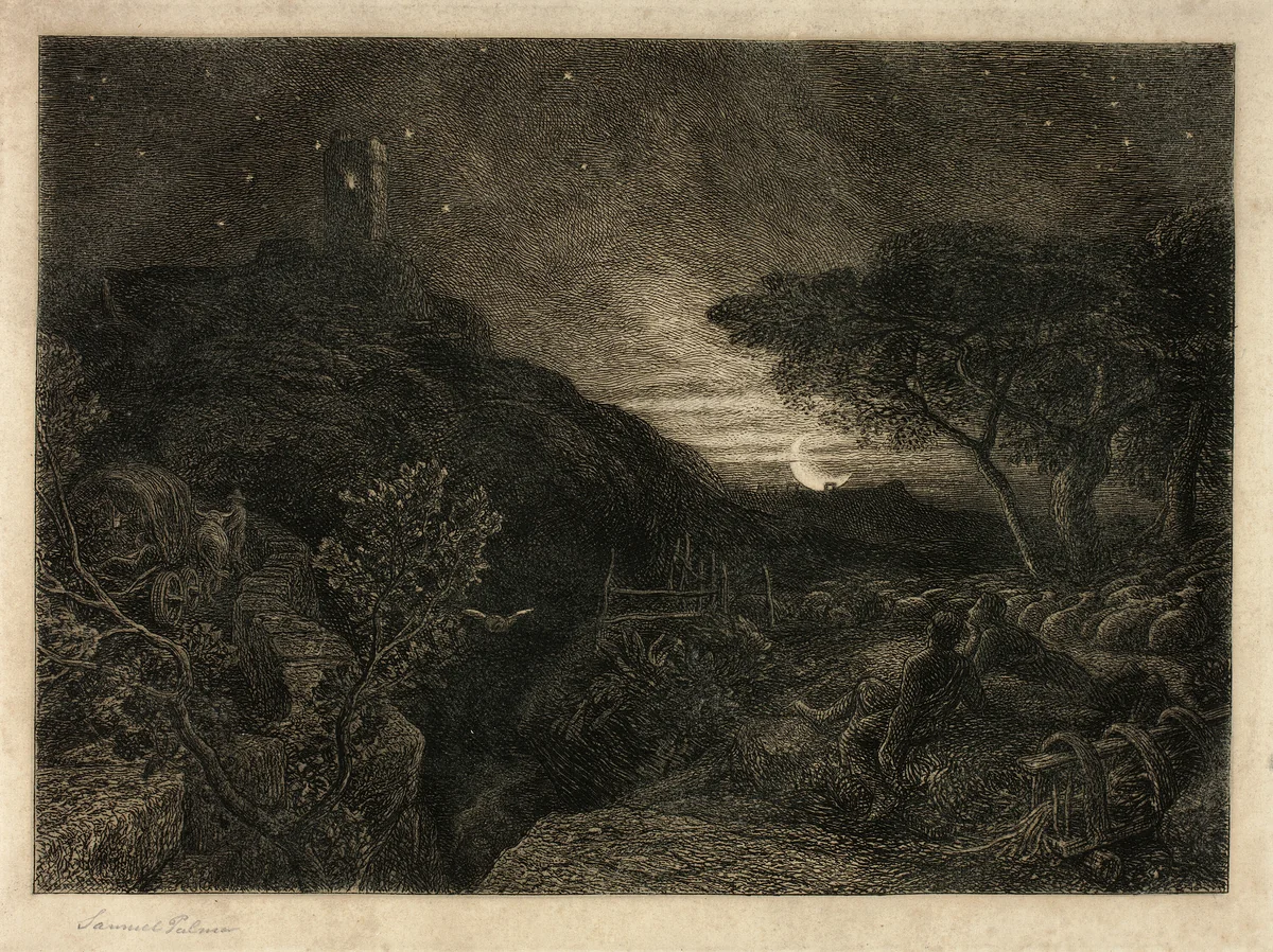 The Lonely Tower by Samuel Palmer, print, 1825-1881