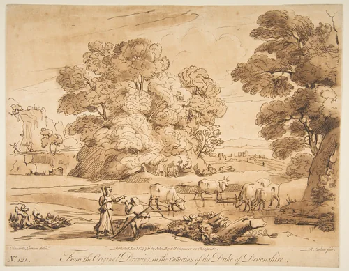 Landscape with Shepherd and Shepherdess by Richard Earlom, print, 1776