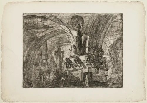 The Pier with a Lamp, plate 15 from Imaginary Prisons by Giovanni Battista Piranesi, print, 1750