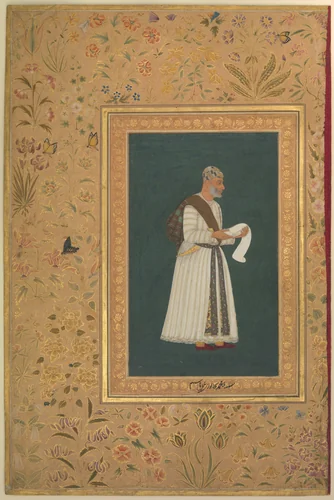 "Portrait of Mulla Muhammad Khan Vali of Bijapur", Folio from the Shah Jahan Album by Hashim, manuscript, 1512-1645