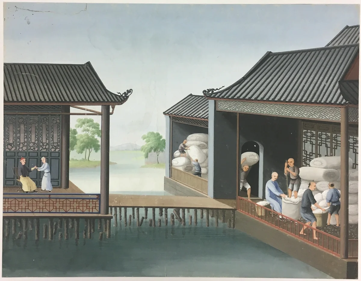 Spinning Cloth, Preparing Tea Leaves, Preparing Silk by China, painting, 1801-1833