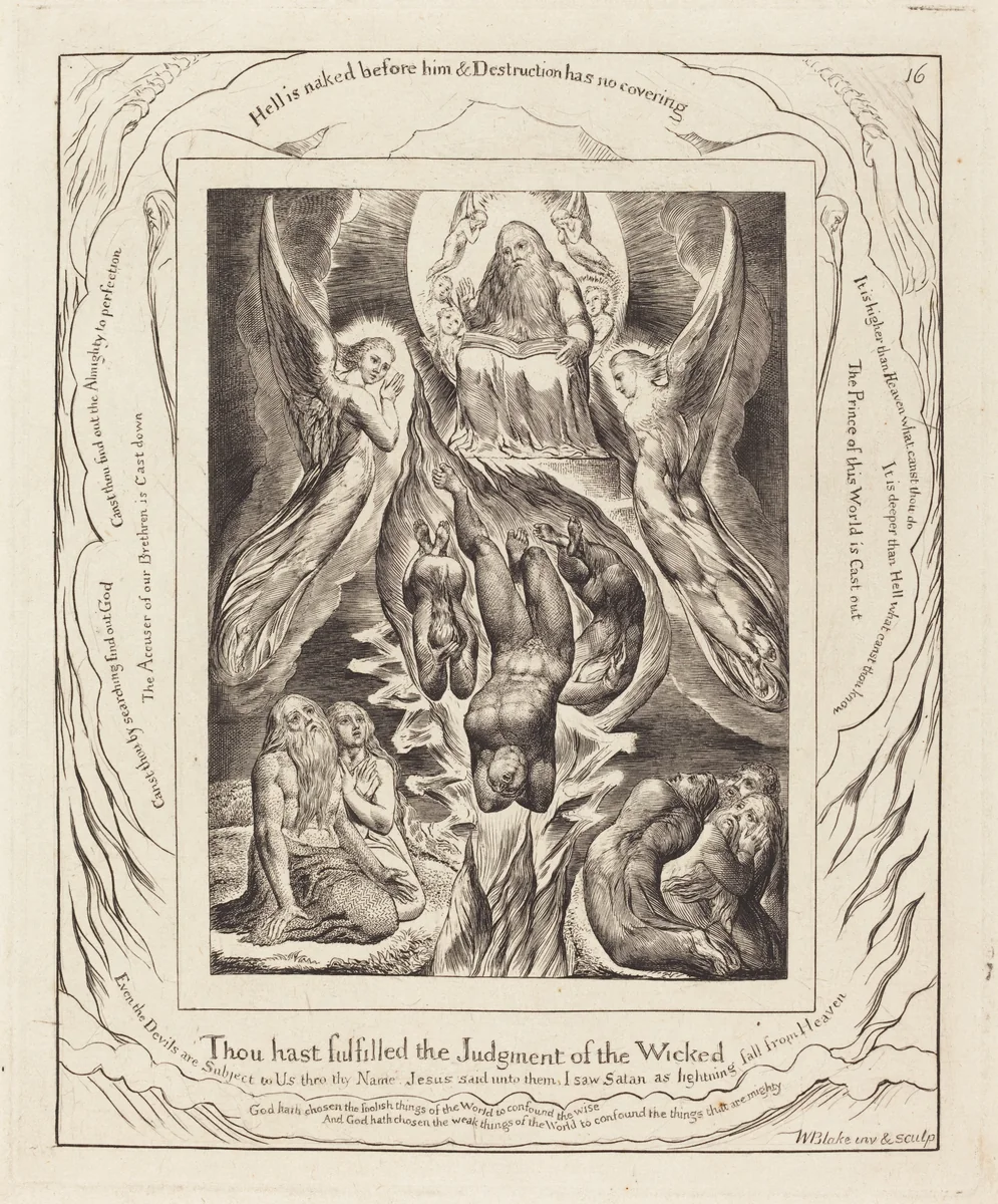 The Fall of Satan by William Blake, print, 1825