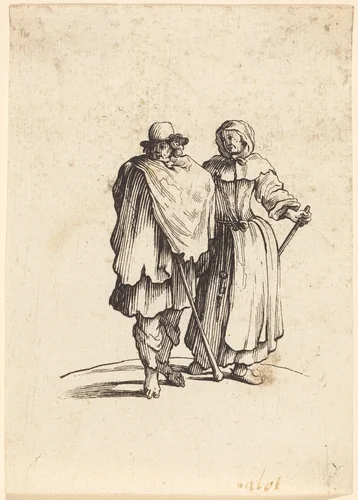 Beggar Couple by Jacques Callot, print, 1600-1699