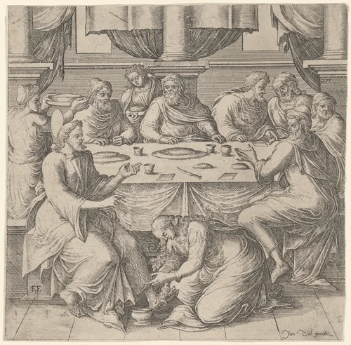 Christ at the Table of Simon the Pharisee by Frans Floris I, print, 1565-1575