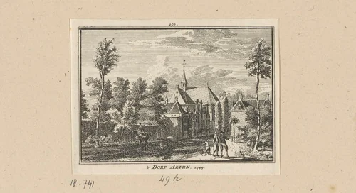 Gezicht op Alphen aan den Rijn, 1749 by Hendrik Spilman, print, 1750-1792