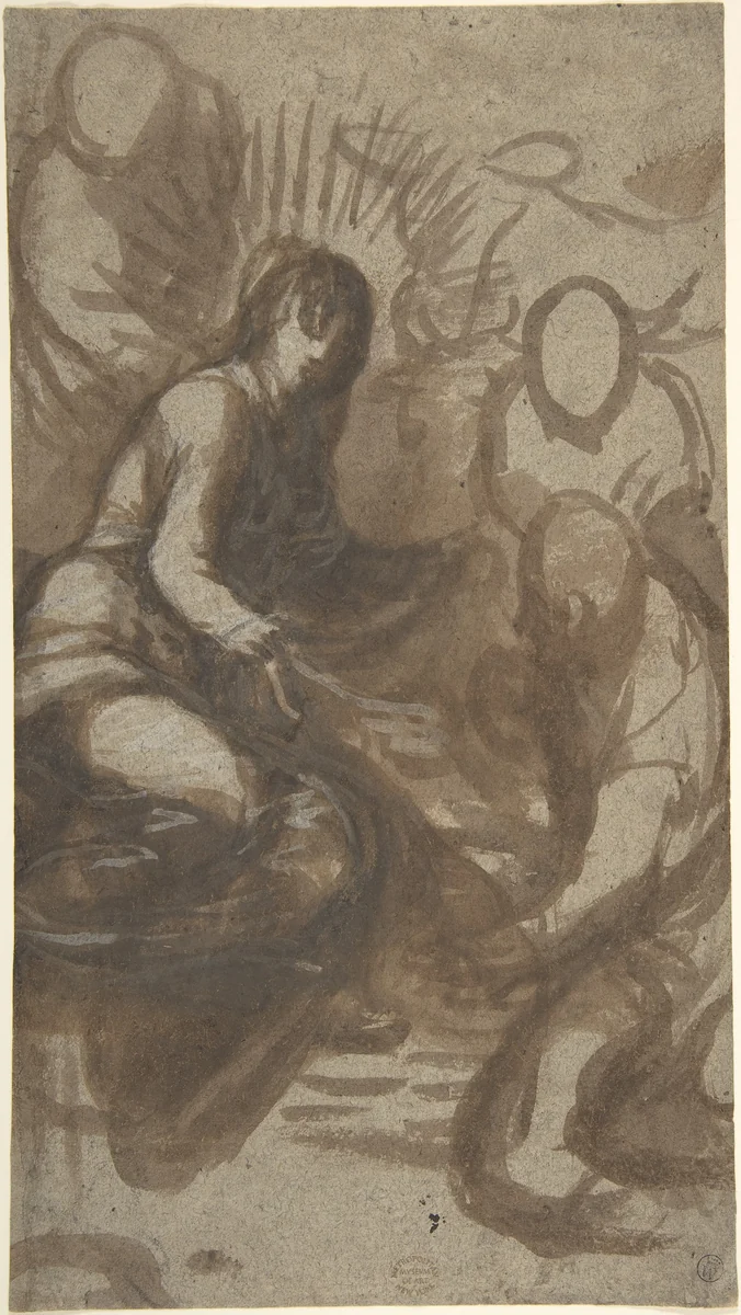 Adoration of the Shepherds(?) by anonymous, drawing, 1500-1600