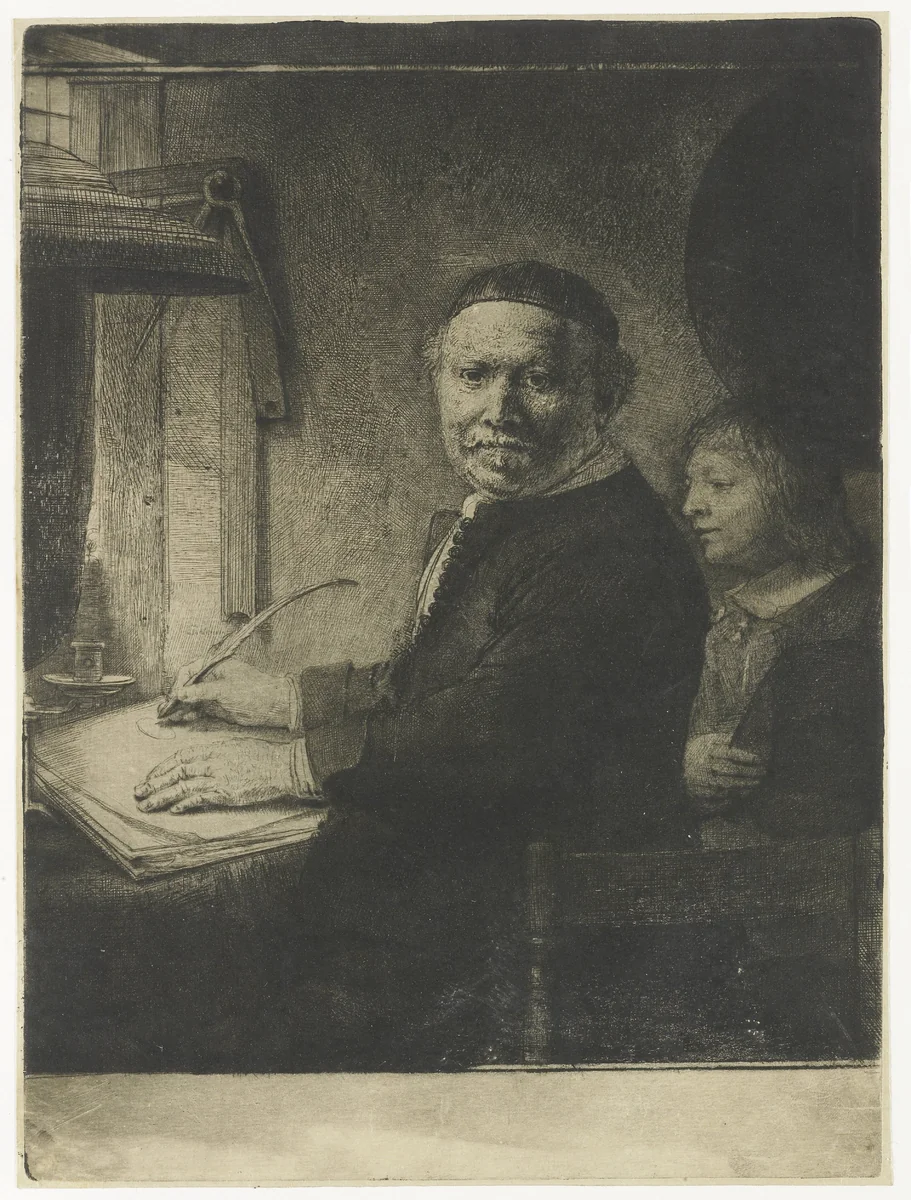Portrait of Lieven Willemsz van Coppenol, known as ‘The Smaller Plate’ by Rembrandt van Rijn, print, 1658