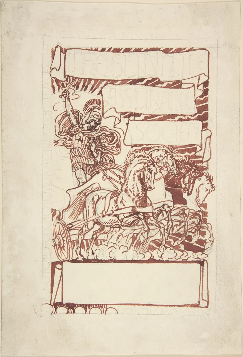 Design for Trade Card [The Sun Life Assurance Society] by Walter Crane, drawing, 1880-1889