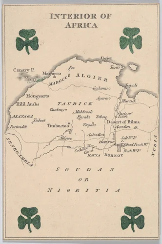 Interior of Africa, from "Court Game of Geography" by William and Henry Rock, print, 1838-1855