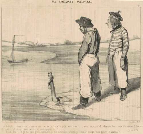Cristi! ... Notre canot a rompu son amarre ... by Honoré Daumier, print, 1843