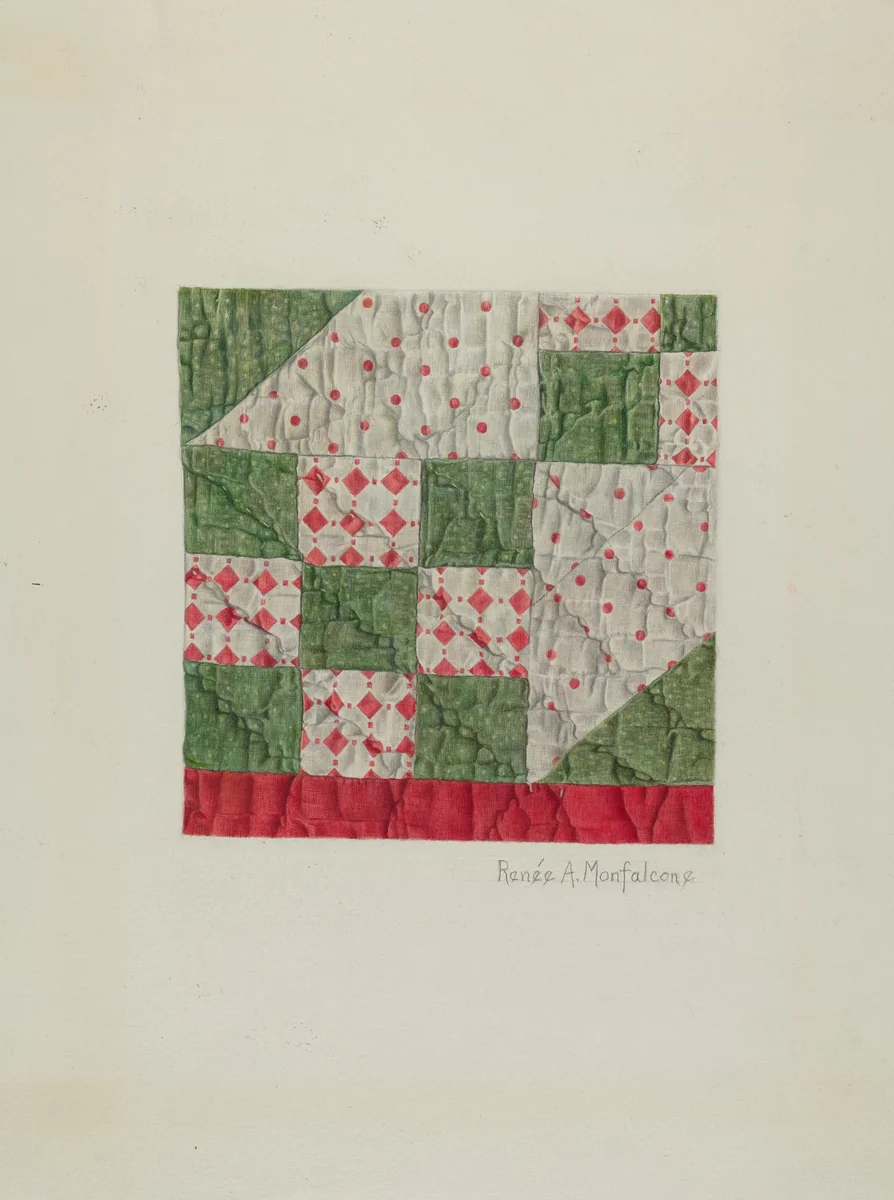 Calico Quilt (Patchwork) by Renee A. Monfalcone, index of american design, 1942