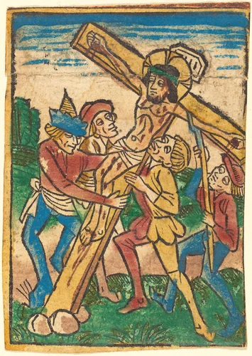 Raising the Cross by German 15th Century, print, 1490