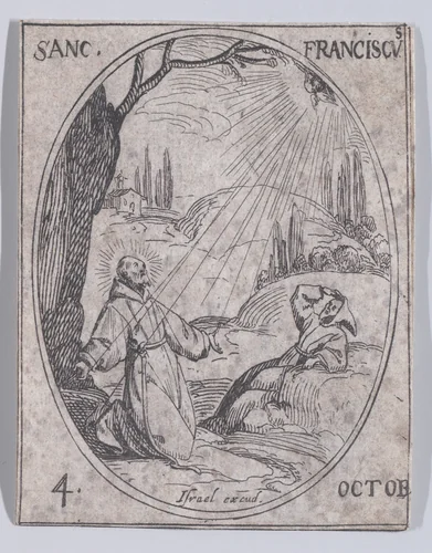S. François (St. Francis), October 4th, from "Les Images De Tous Les Saincts et Saintes de L'Année" (Images of All of the Saints and Religious Events of the Year) by Jacques Callot, print, 1636