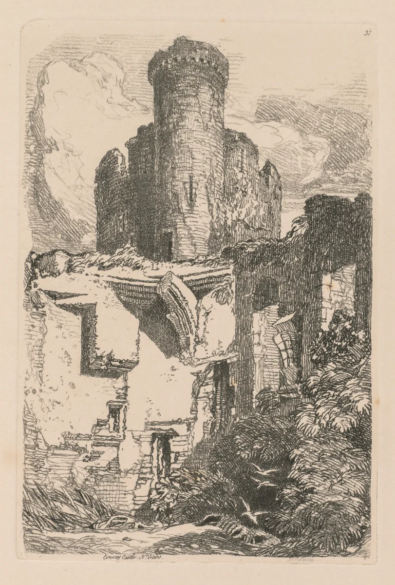 Liber Studiorum: Plate 31, Conway Castle, N. Wales by John Sell Cotman, book, 1838