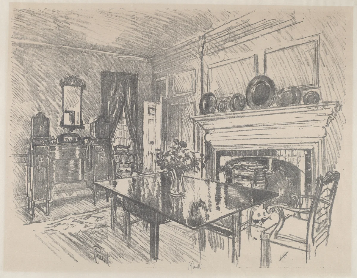 The Dining Room, Stenton by Joseph Pennell, print, 1912