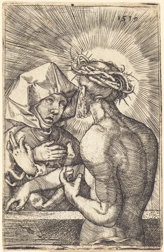 Christ Crowned with Thorns Speaking with His Mother by Sebald Beham, print, 1519
