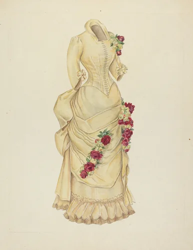 Bustle Dress by American 20th Century, index of american design, 1935-1942