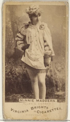Minnie Maddern, from the Actors and Actresses series (N45, Type 1) for Virginia Brights Cigarettes by Allen & Ginter, photograph, 1885-1891