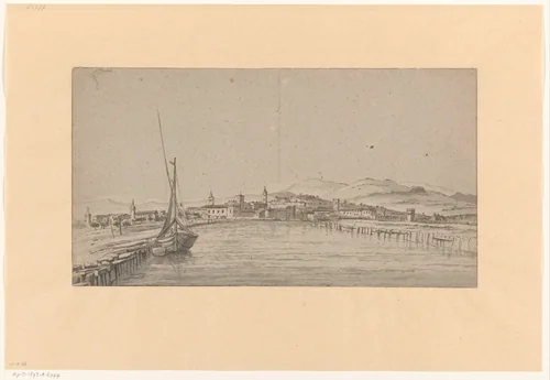 View of a Town in the Tiber Valley by Adriaen Honich, drawing, 1663-1665