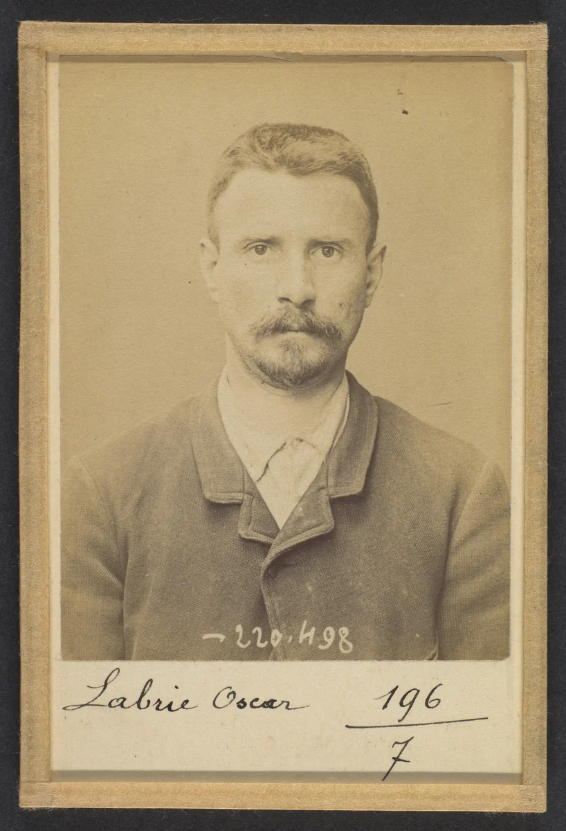 Labrie. Oscar, Alexandre. 33 ans, né à Charenton (Seine). Marchand de vins. Anarchiste. 2/7/94. by Alphonse Bertillon, photograph, 1894